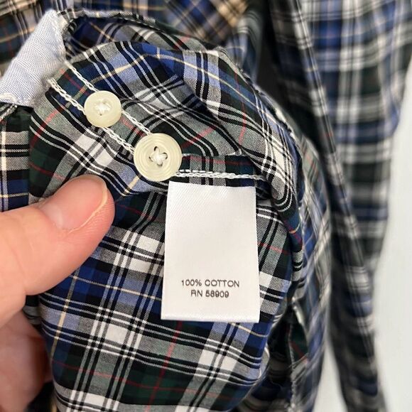 Roundtree & Yorke Casuals Men’s Long Sleeve Plaid Button Down Large Blue Vintage - Picture 3 of 8